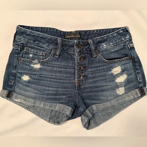 Abercrombie & Fitch Blue Distressed Denim Shorts
